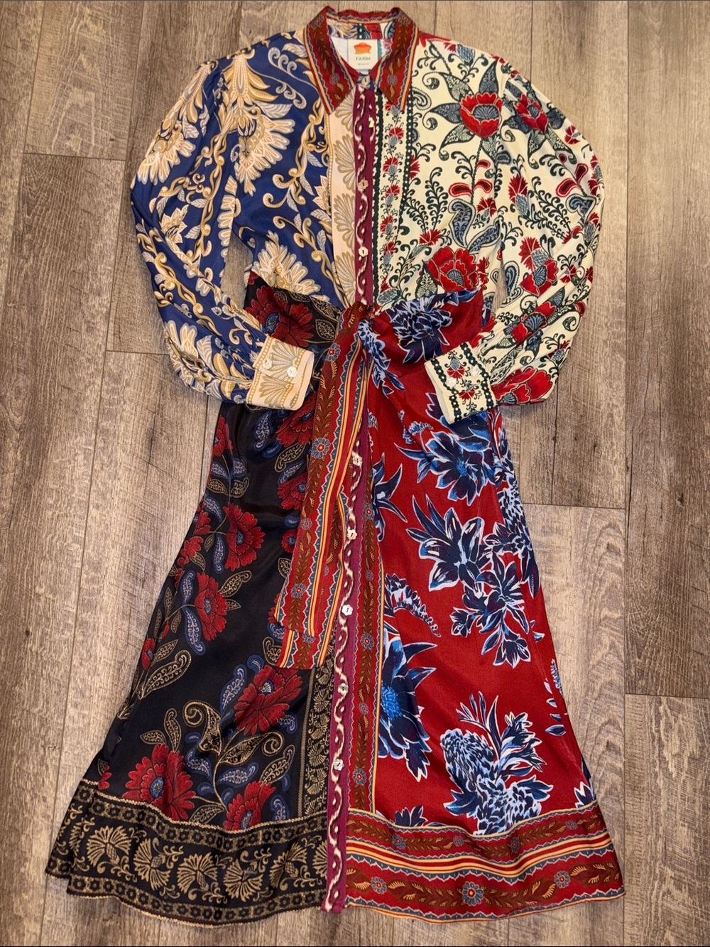 Farm Rio Navy Winter Mix Midi Dress - Picture 5 of 8